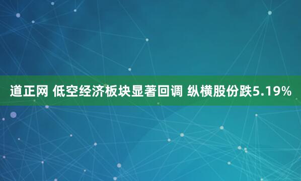 道正网 低空经济板块显著回调 纵横股份跌5.19%