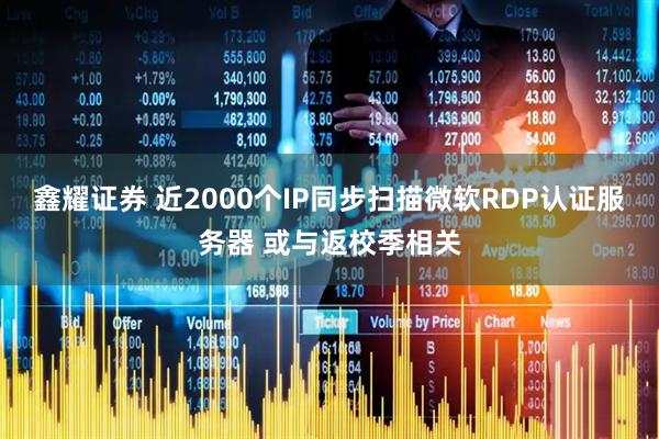 鑫耀证券 近2000个IP同步扫描微软RDP认证服务器 或与返校季相关